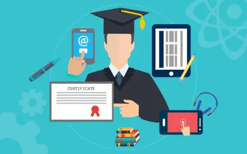 Absolvent mit Zertifikat und digitalen Lernmitteln. Was bedeutet B.Sc.? Ein Bachelor of Science Abschluss symbolisiert akademische Leistung.