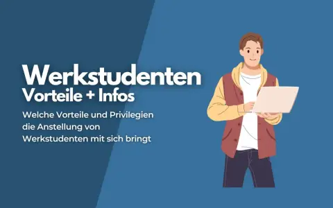 Ein junger Mann mit Laptop, der die Vorteile einer Werkstudenten-Anstellung erklärt.