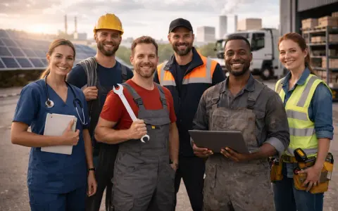 Ein Lächeln sagt mehr als tausend Worte: Hier sind Menschen verschiedener Berufe, die zeigen, was ist der beste beruf – die Arbeit, die man liebt.
